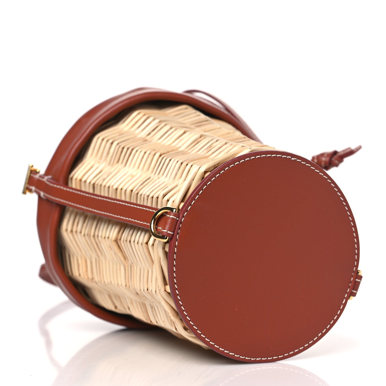 Jacquemus Wicker Calfskin Le Panier Seau Bucket Bag Brown 4 of 8