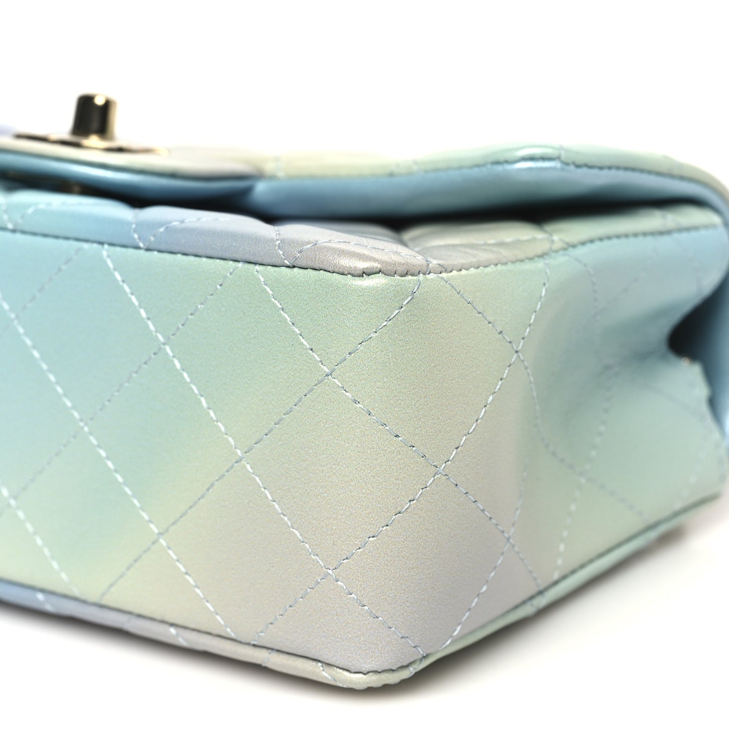 Lambskin Quilted Tie Dye Ombre Mini Rectangular Flap Blue Multicolor