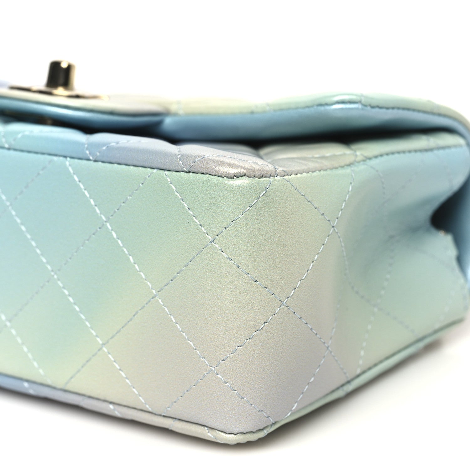 Chanel Lambskin Quilted Tie Dye Ombre Mini Rectangular Flap Blue Multicolor 10 of 11