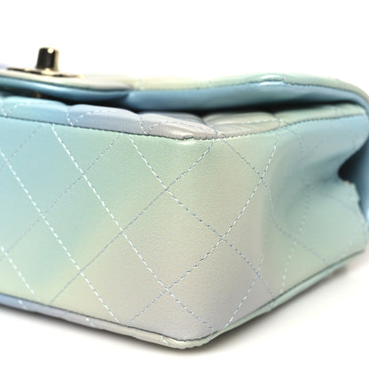 Chanel Lambskin Quilted Tie Dye Ombre Mini Rectangular Flap Blue Multicolor 10 of 11