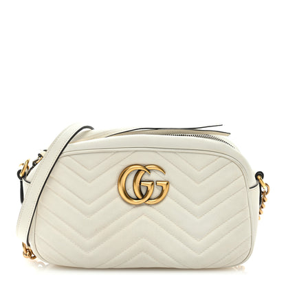 Gucci Calfskin Matelasse Small GG Marmont Chain Shoulder Bag White 1 of 8
