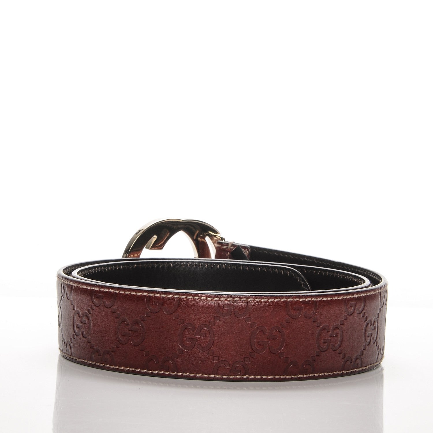 Gucci Guccissima Interlocking G Belt 90 36 Dark Red 3 of 6