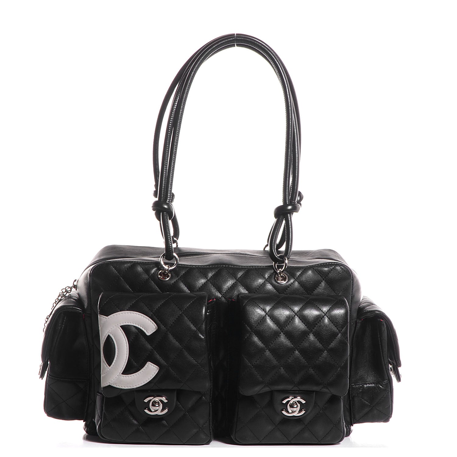 Chanel Calfskin Quilted Large Cambon Multipocket Reporter Black White 1 of 8