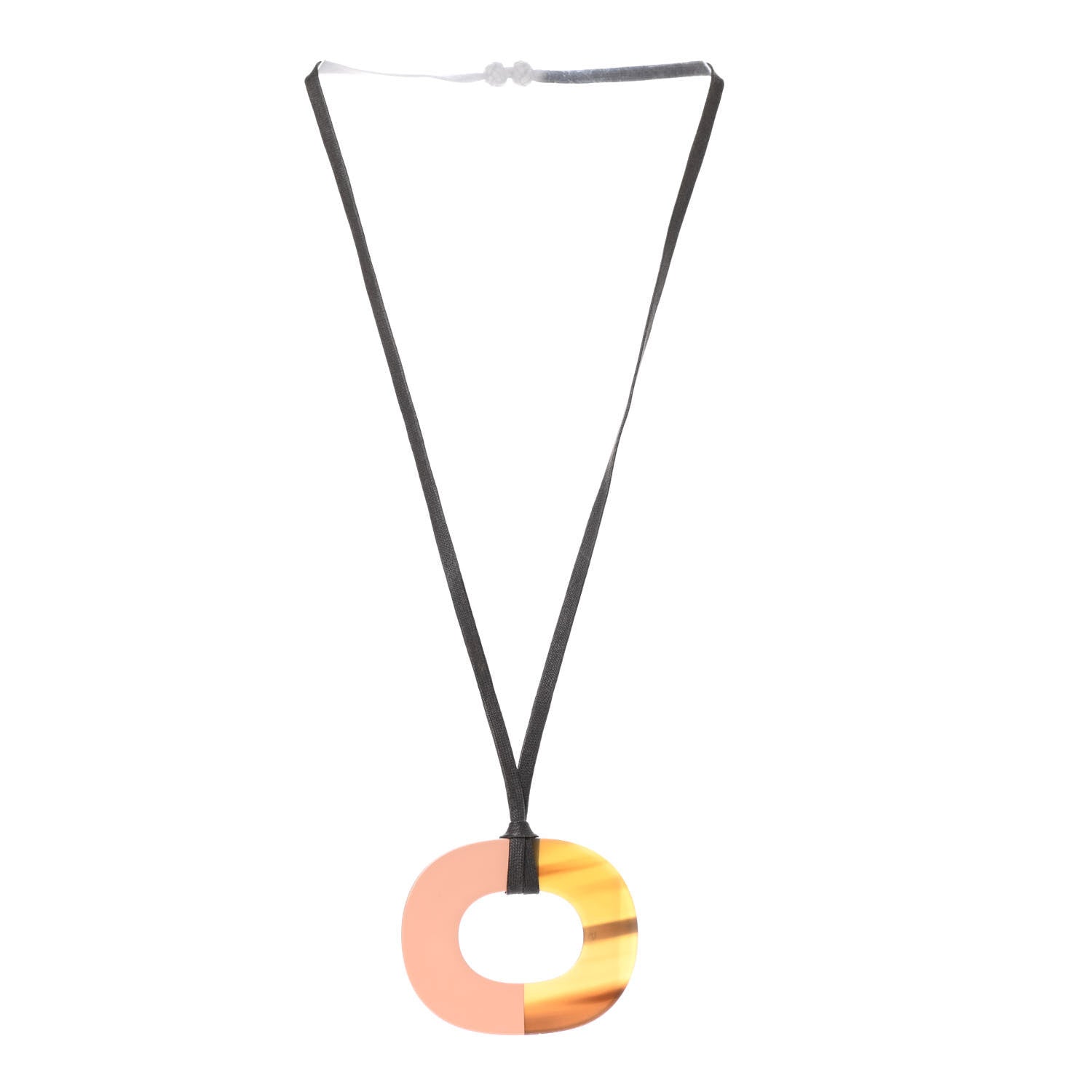 Hermes Buffalo Horn Isthme Pendant Necklace Rose Boudoir 3 of 6