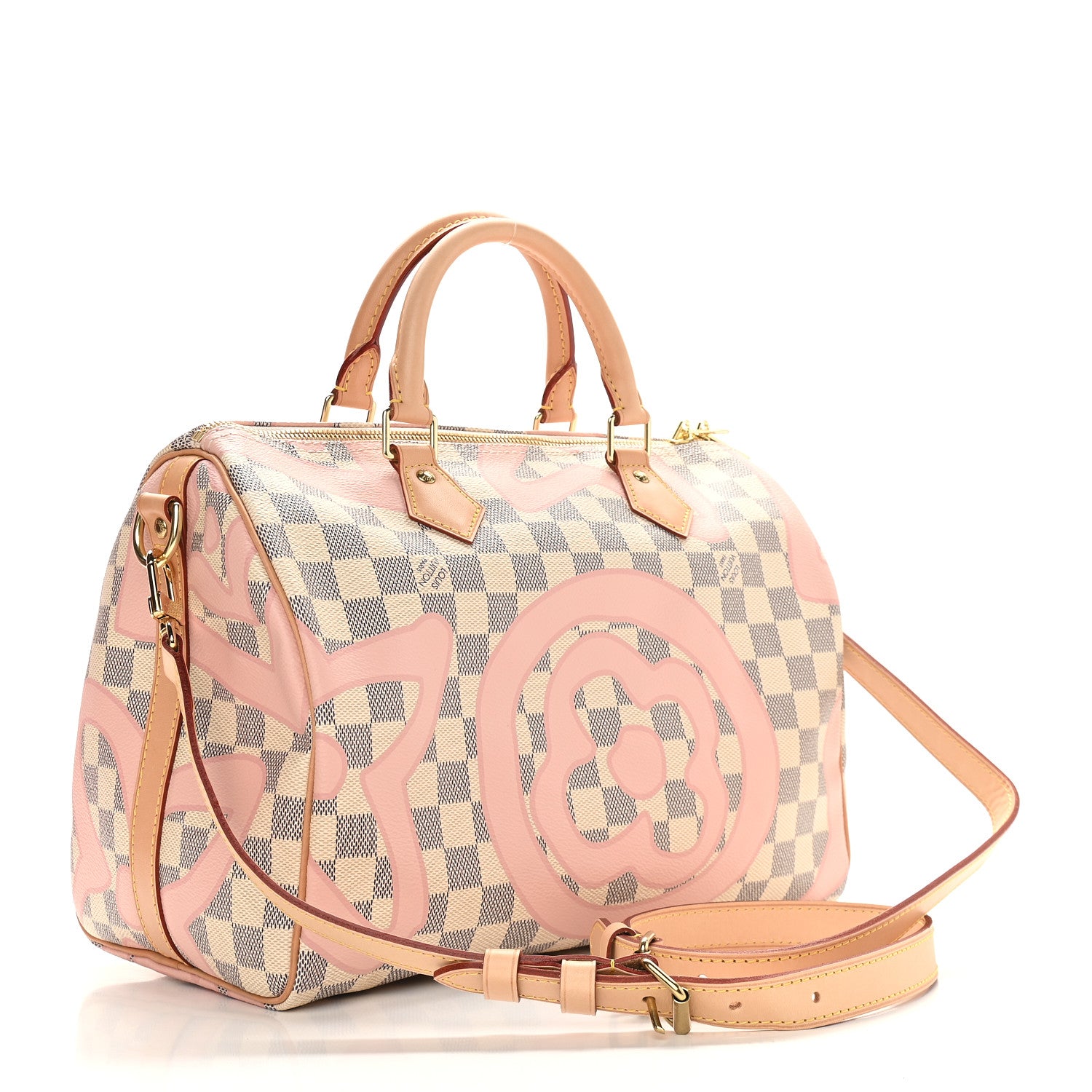 Louis Vuitton Damier Azur Tahitienne Speedy Bandouliere 30 Rose Ballerine 3 of 9