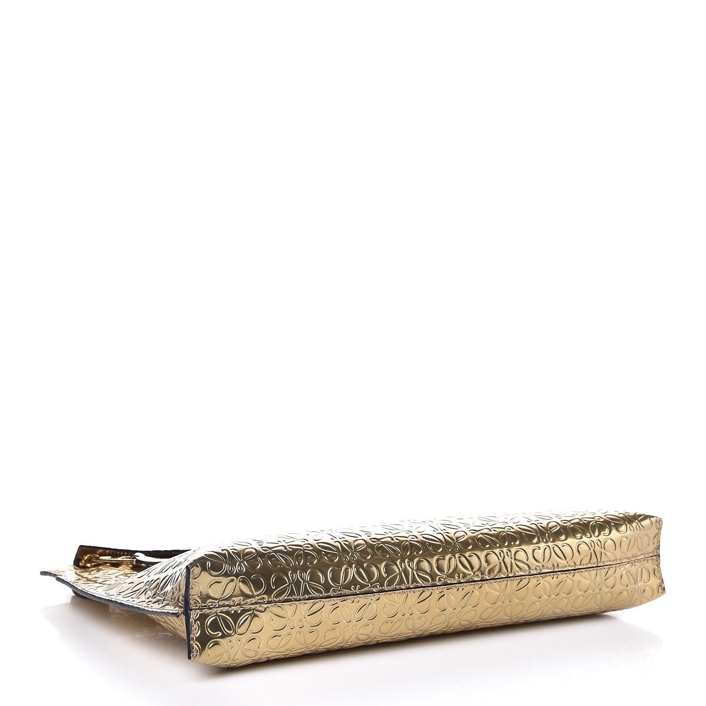 Metallic Calfskin Embossed Clutch Gold
