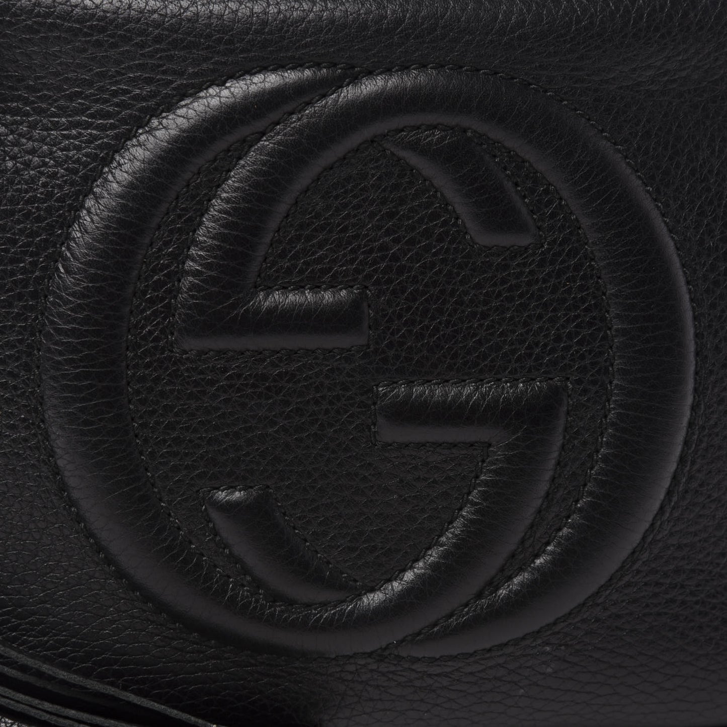 Pebbled Calfskin Small Soho Disco Bag Black