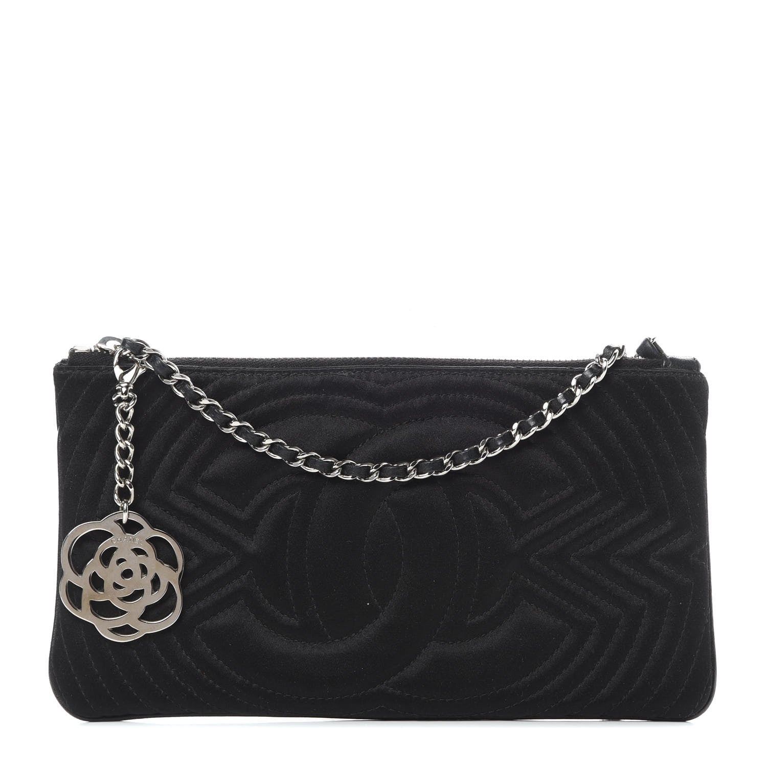 Chanel Satin Camellia Evening Bag Black 1 of 10