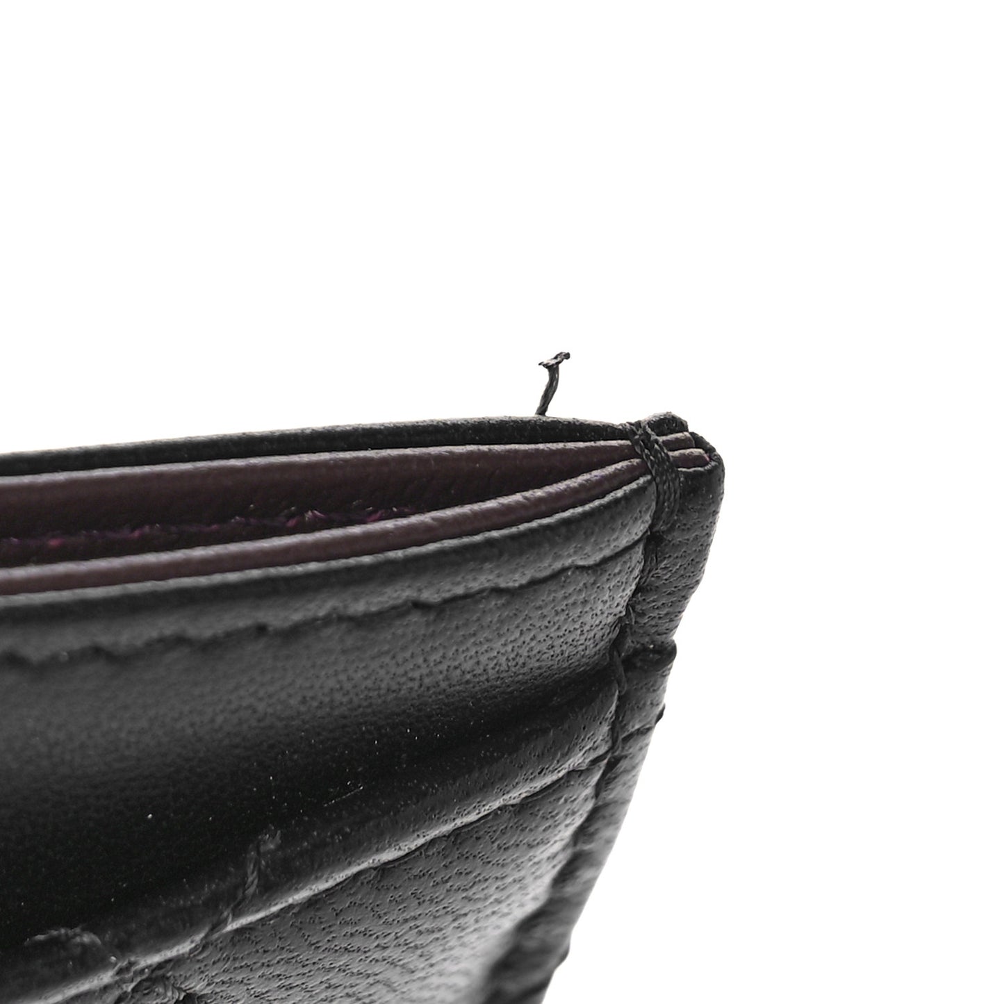 Lambskin Quilted Card Holder Black