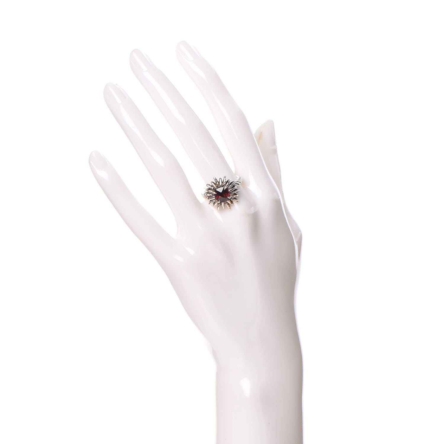 David Yurman Sterling Silver Garnet Starburst Ring 53.1 6.5 2 of 5