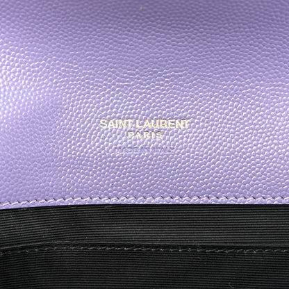 Saint Laurent Grain De Poudre Textured Mixed Matelasse Triquilt Monogram Clutch Dark Wisteria 6 of 7