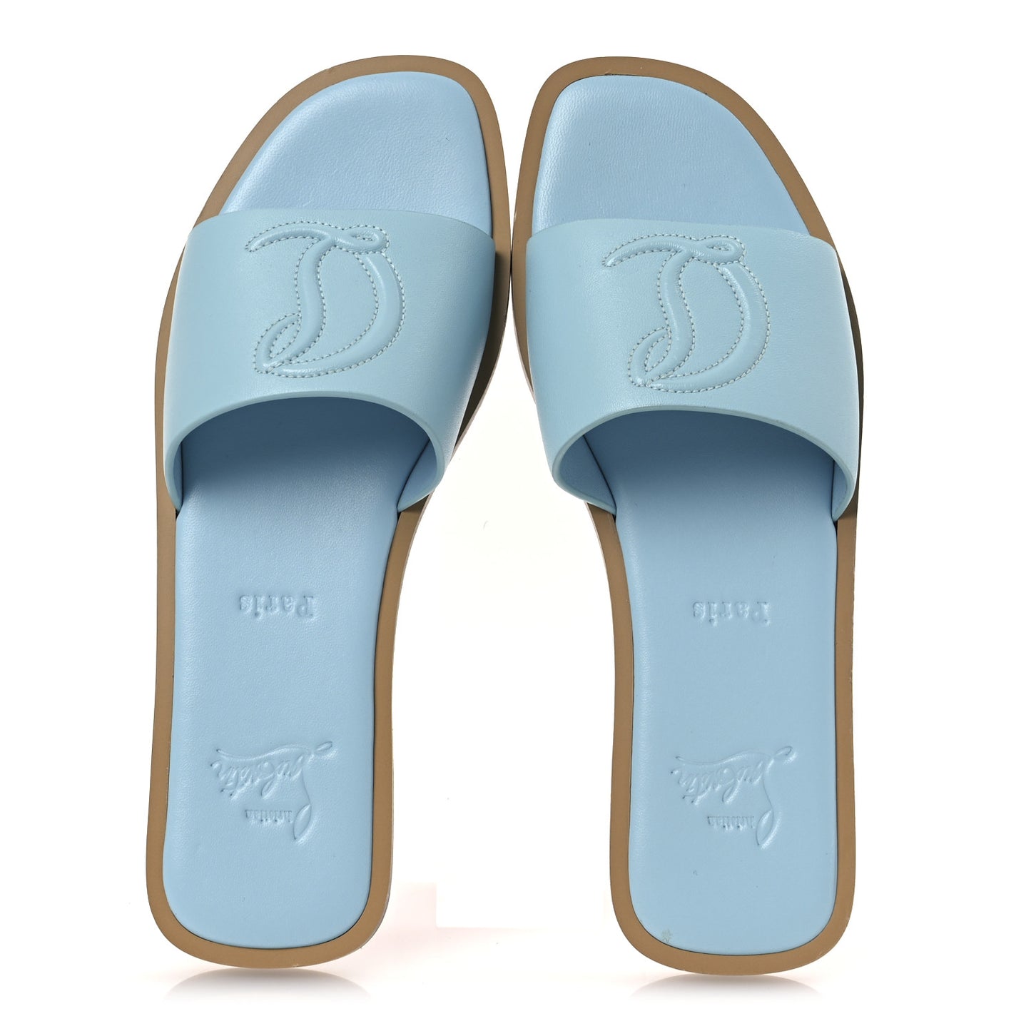 Calfskin Mule Flat Slides 37.5 Blue