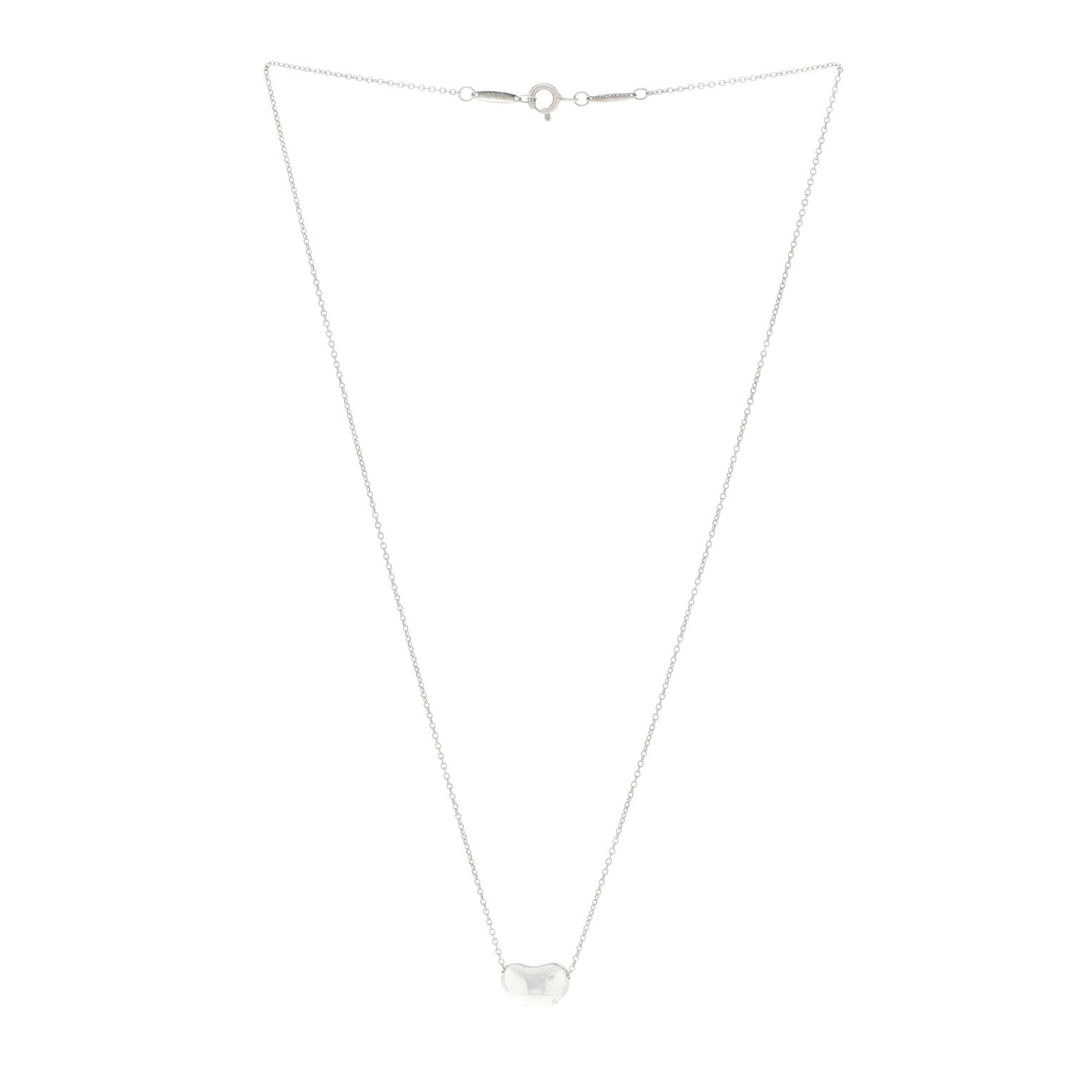 Tiffany Sterling Silver 12mm Elsa Peretti Bean Pendant Necklace 2 of 3