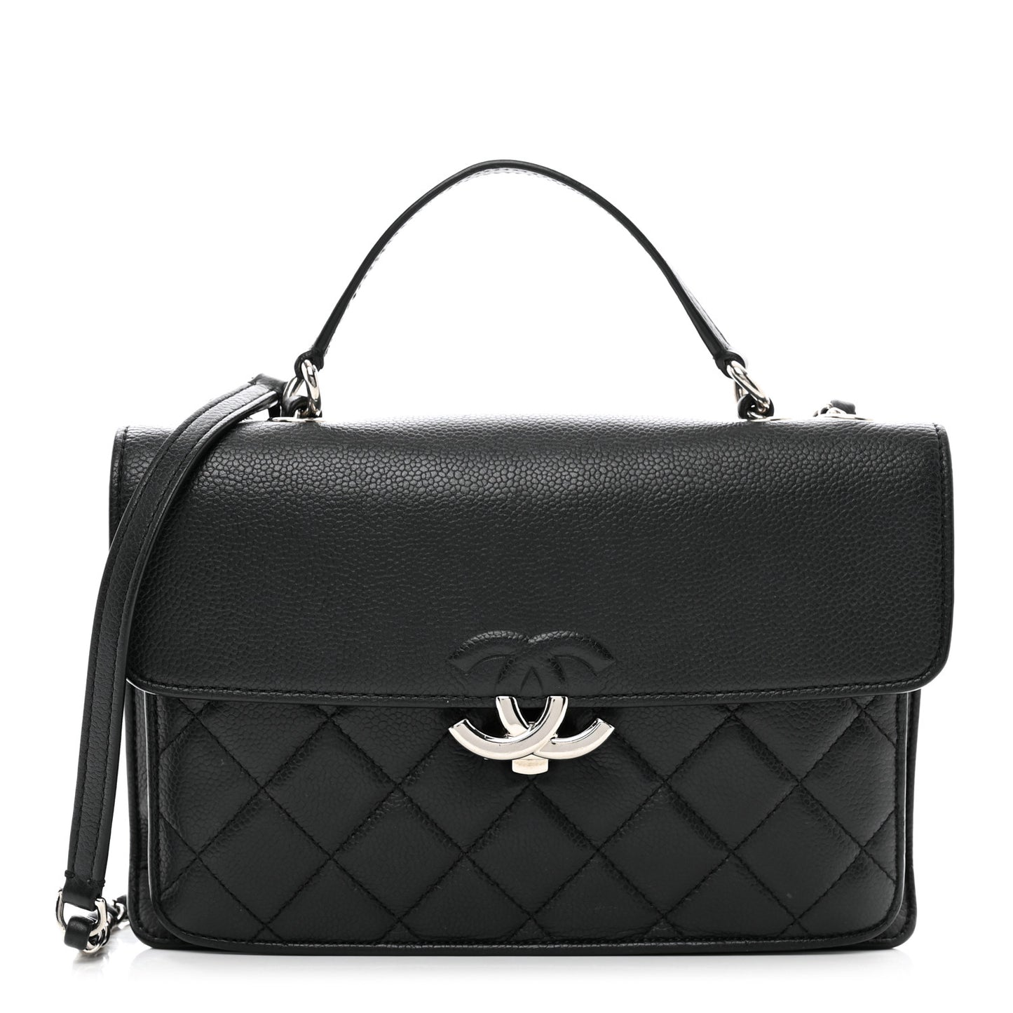 Caviar Quilted CC Box Top Flap Black