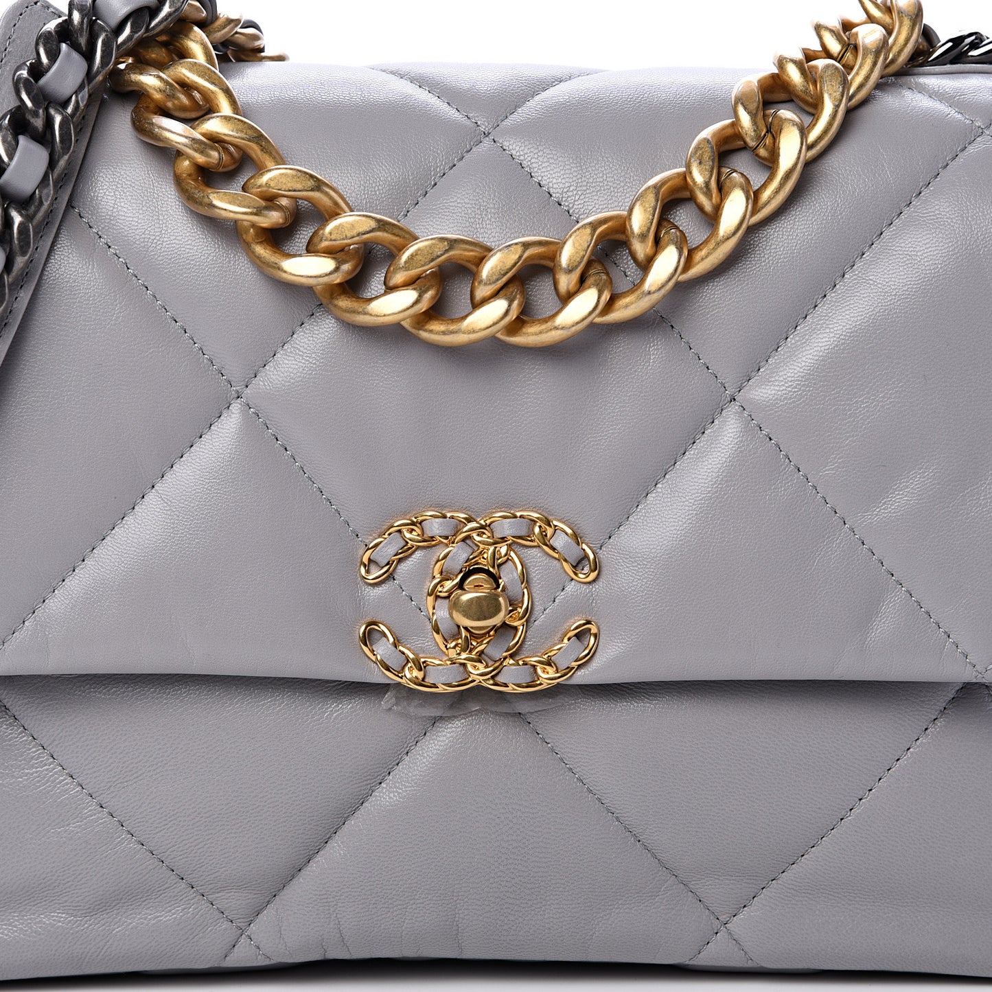 Goatskin Quilted Large 19 Flap Grey