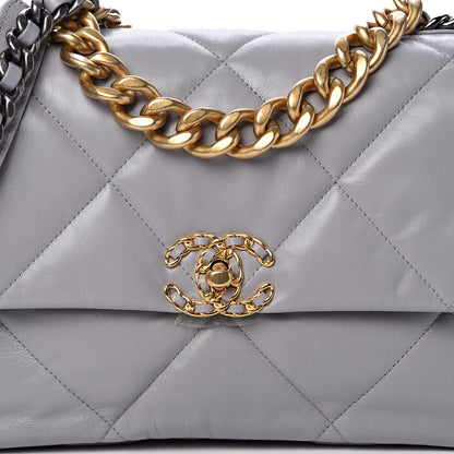 Chanel Goatskin Quilted Large 19 Flap Grey 7 of 10