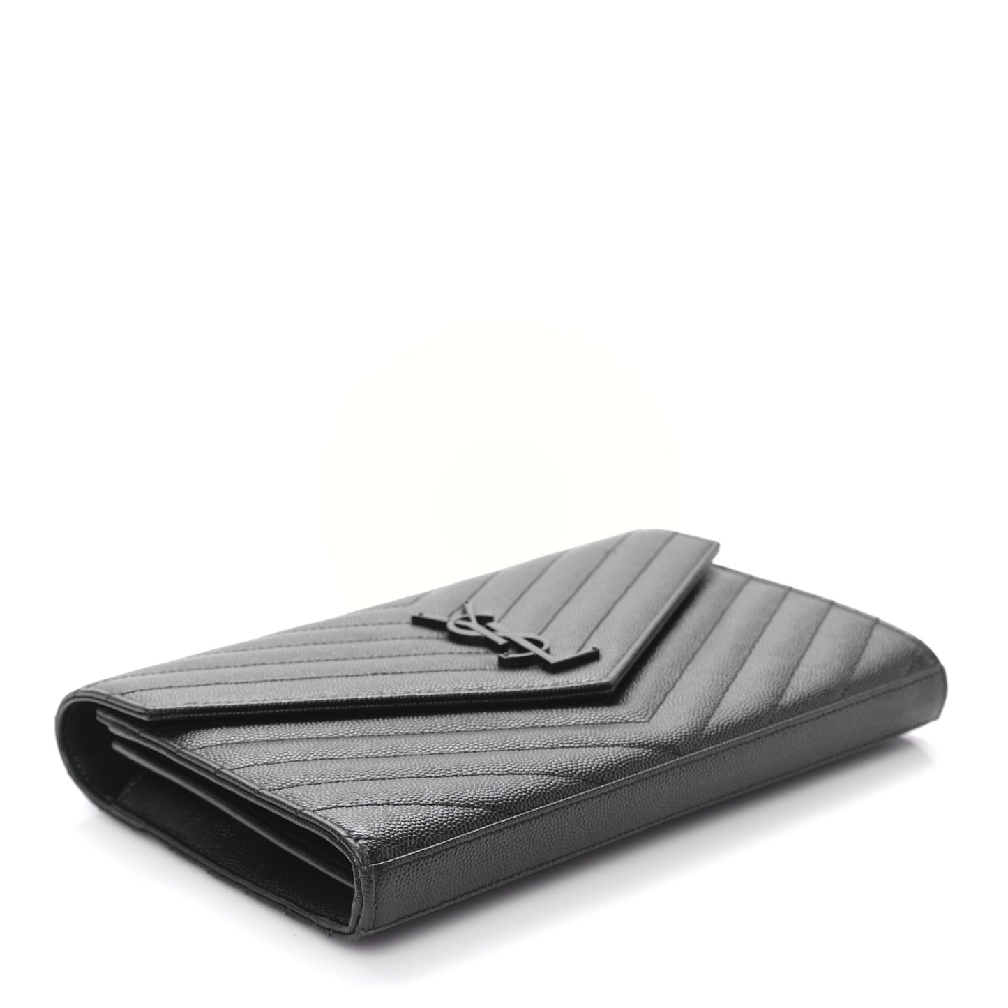Grain De Poudre Matelasse Chevron Monogram Monochrome Chain Wallet Black