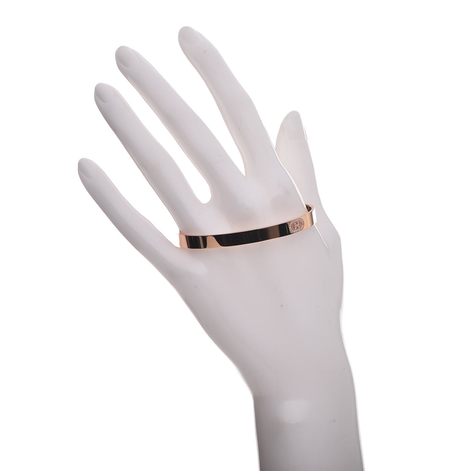 Hermes 18K Yellow Gold Diamond PM H D'Ancre Bracelet SH 2 of 5