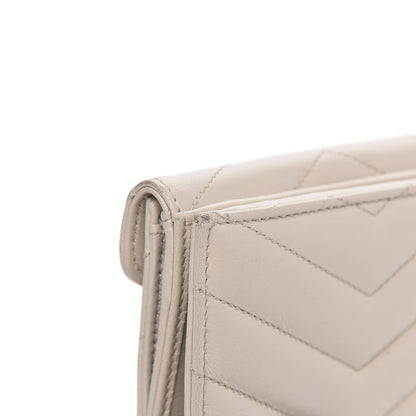 Saint Laurent Lambskin Y Quilted Monogram Compact Loulou Wallet Nude Powder 12 of 12