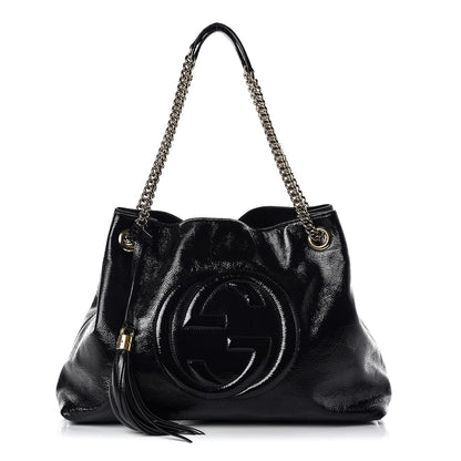 Gucci Patent Medium Soho Chain Shoulder Bag Black 1 of 10