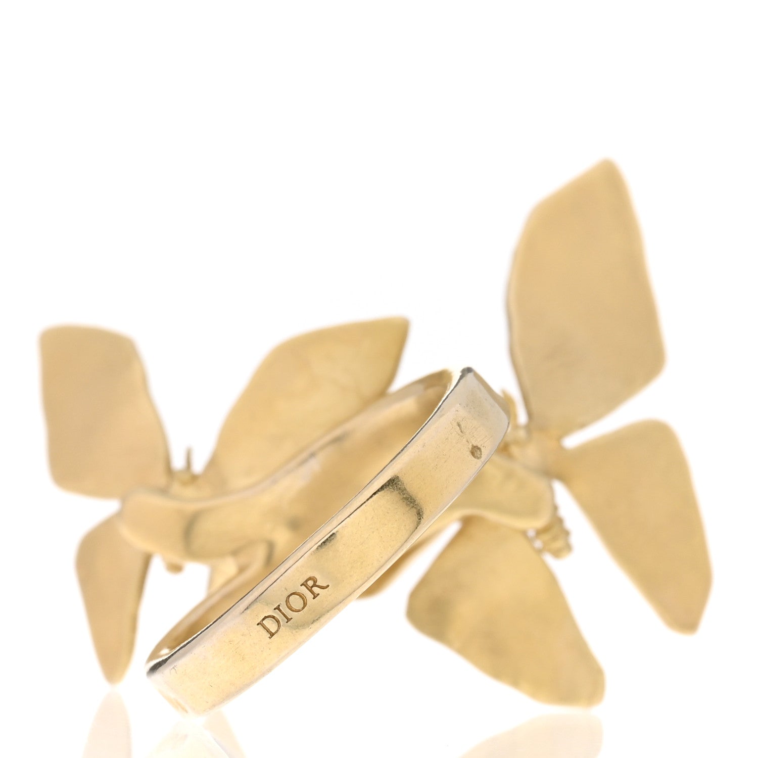Christian Dior Metal Butterfly Ring L Gold 3 of 5