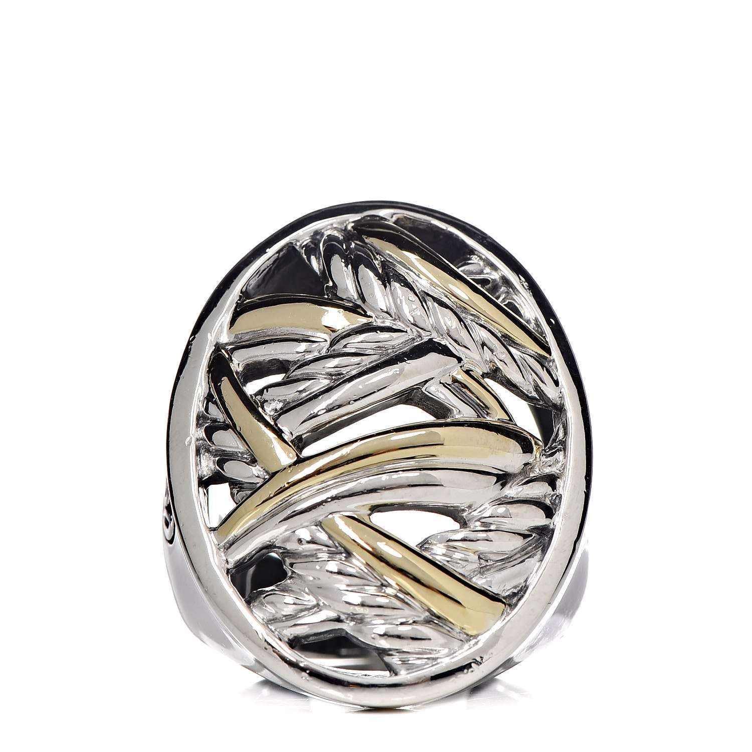 David Yurman Sterling Silver 18K Yellow Gold Papyrus Ring 53 6.5 1 of 6