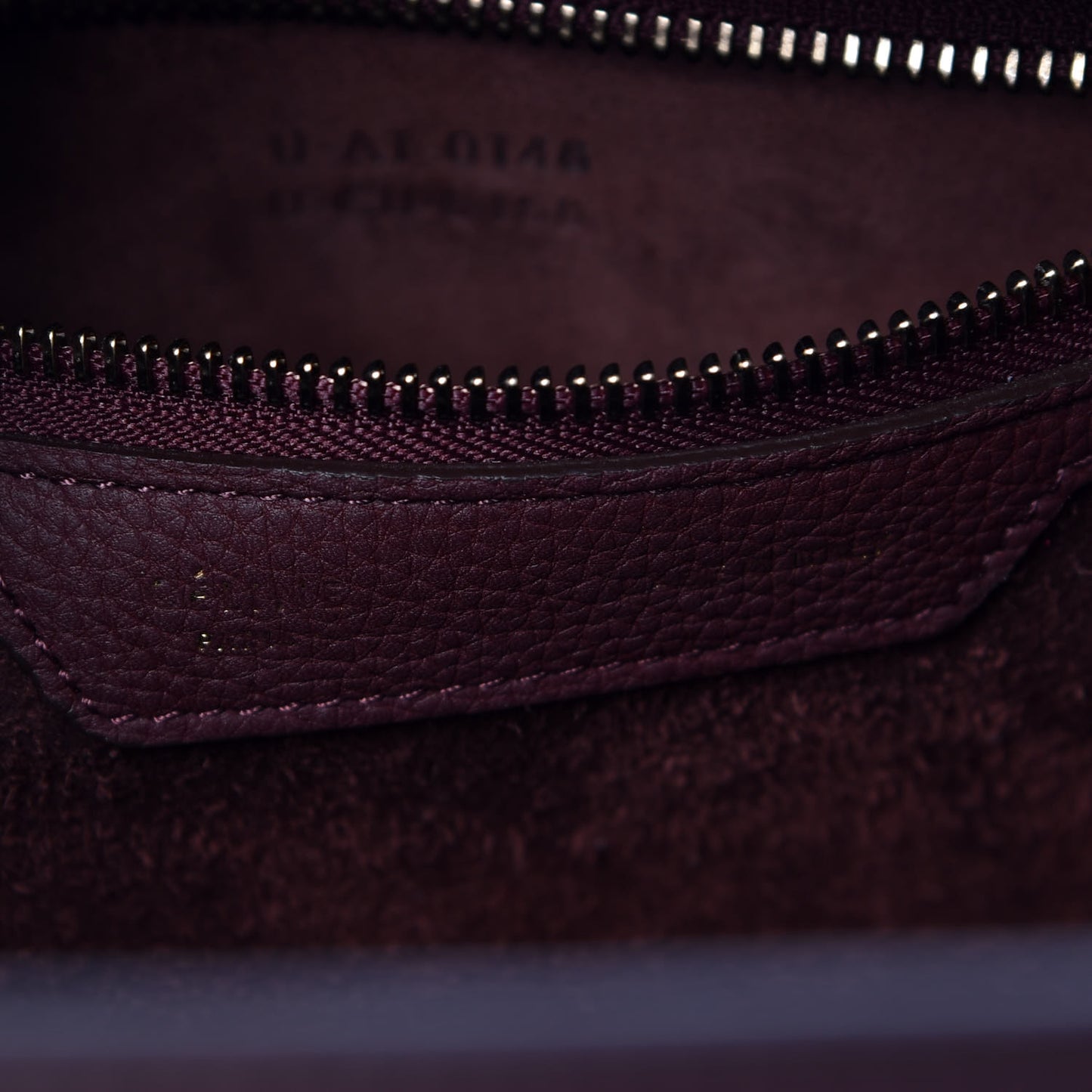 Baby Drummed Calfskin Micro Luggage Burgundy