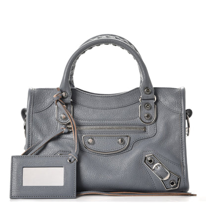 Balenciaga Chevre Silver Metallic Edge Hardware Mini City Bleu Acier 1 of 9