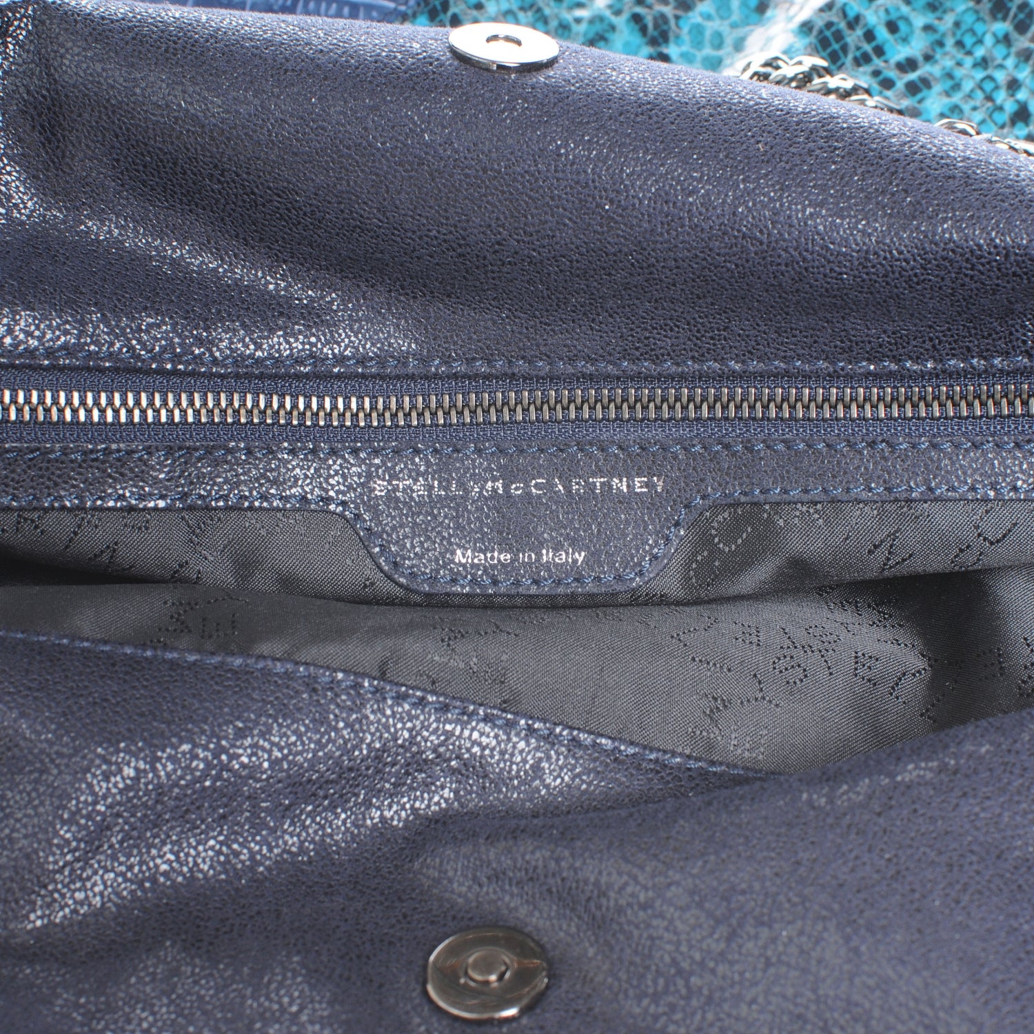 Stella McCartney Faux Exotic Embossed Leather Small Falabella Blue 6 of 8