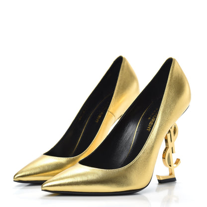 Saint Laurent Metallic Calfskin Opyum 110 Pumps 37 Oro 3 of 8