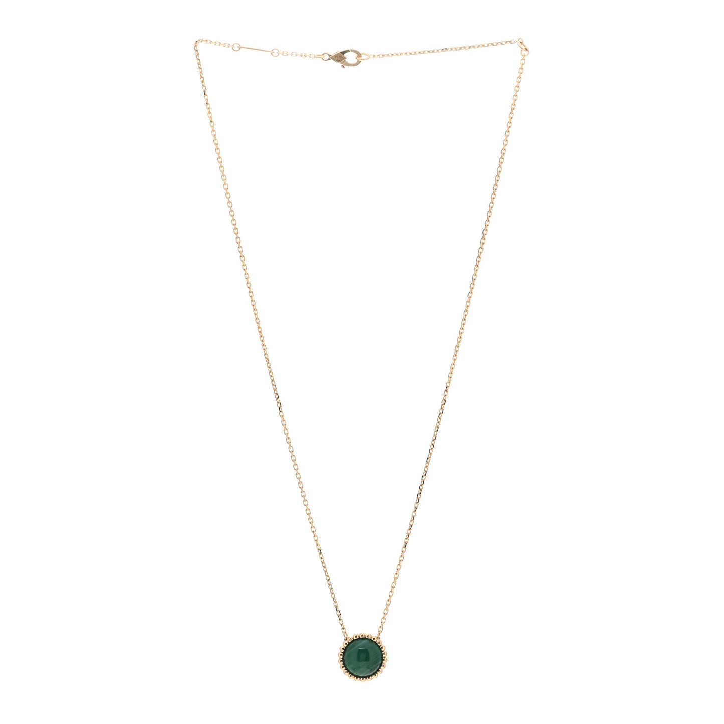 18K Yellow Gold Malachite Perlee Couleurs Pendant Necklace