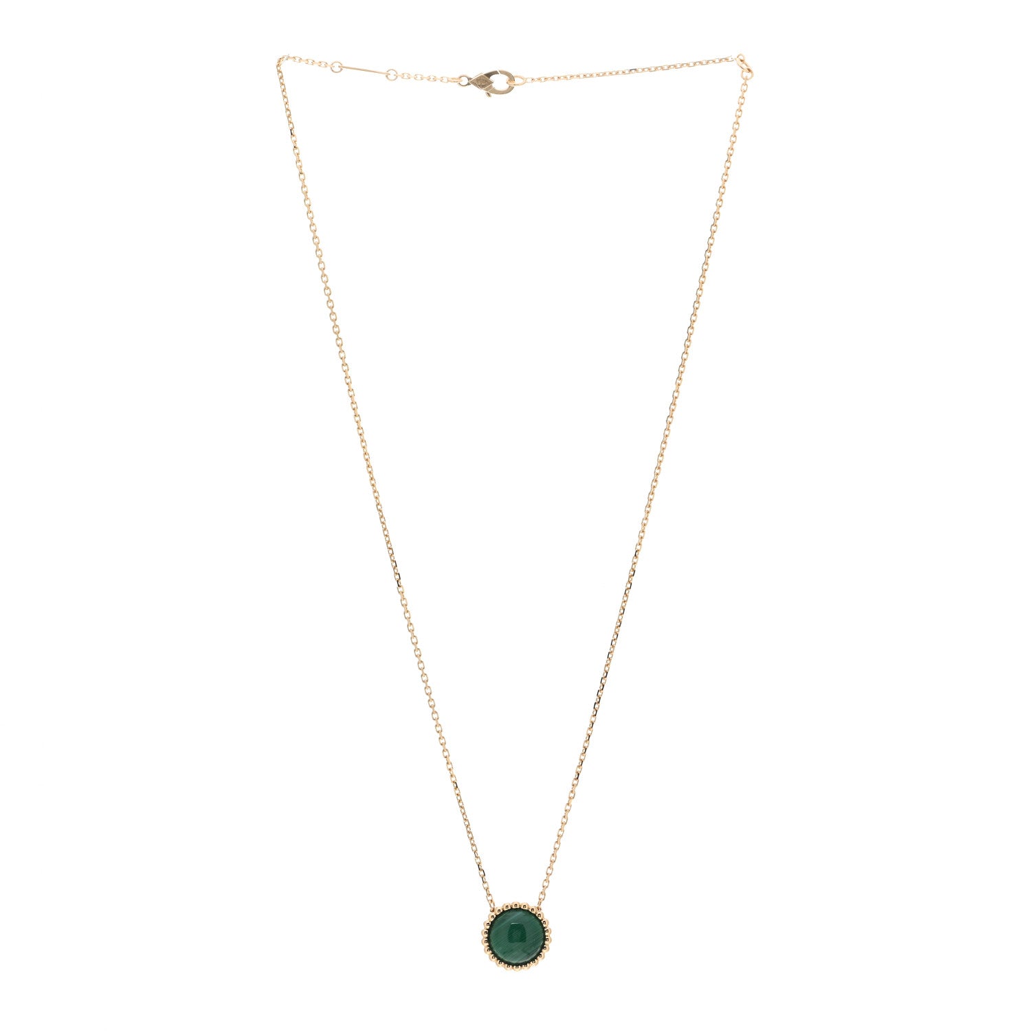 Van Cleef & Arpels 18K Yellow Gold Malachite Perlee Couleurs Pendant Necklace 3 of 5