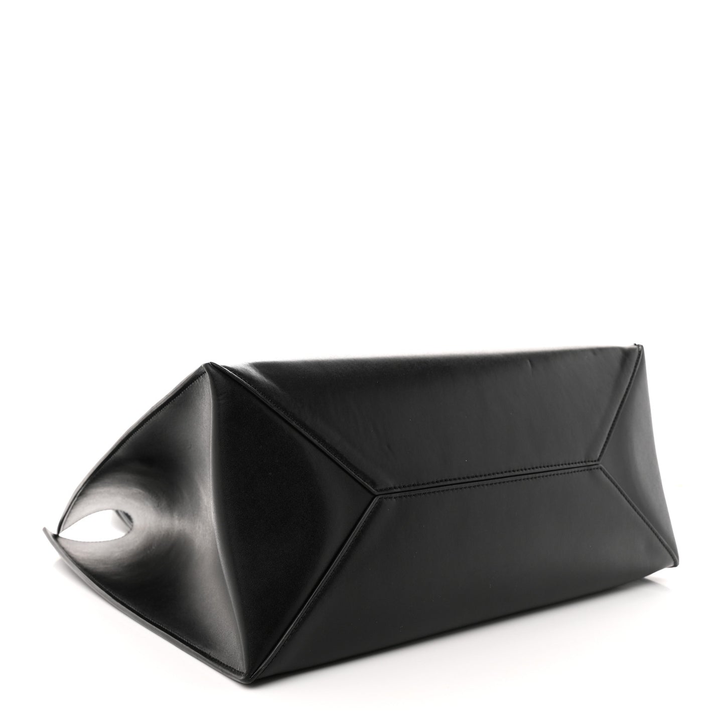 Calfskin Logo Debossed Medium Shopper Tote Black
