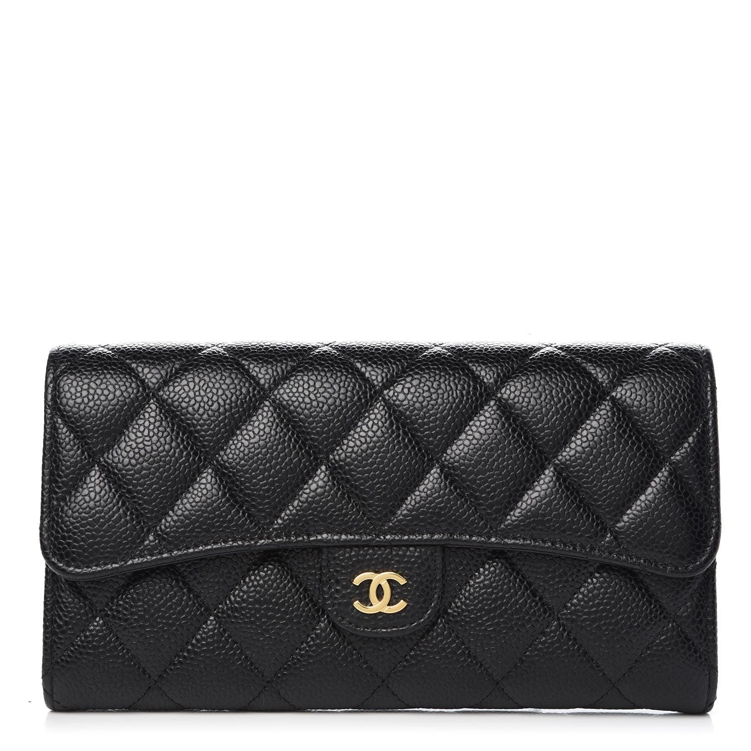 Chanel Caviar Quilted Large Gusset Flap Wallet Black 1 of 9