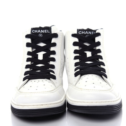 Chanel Calfskin Womens Logo High Top Sneakers 40.5 Black White 5 of 12