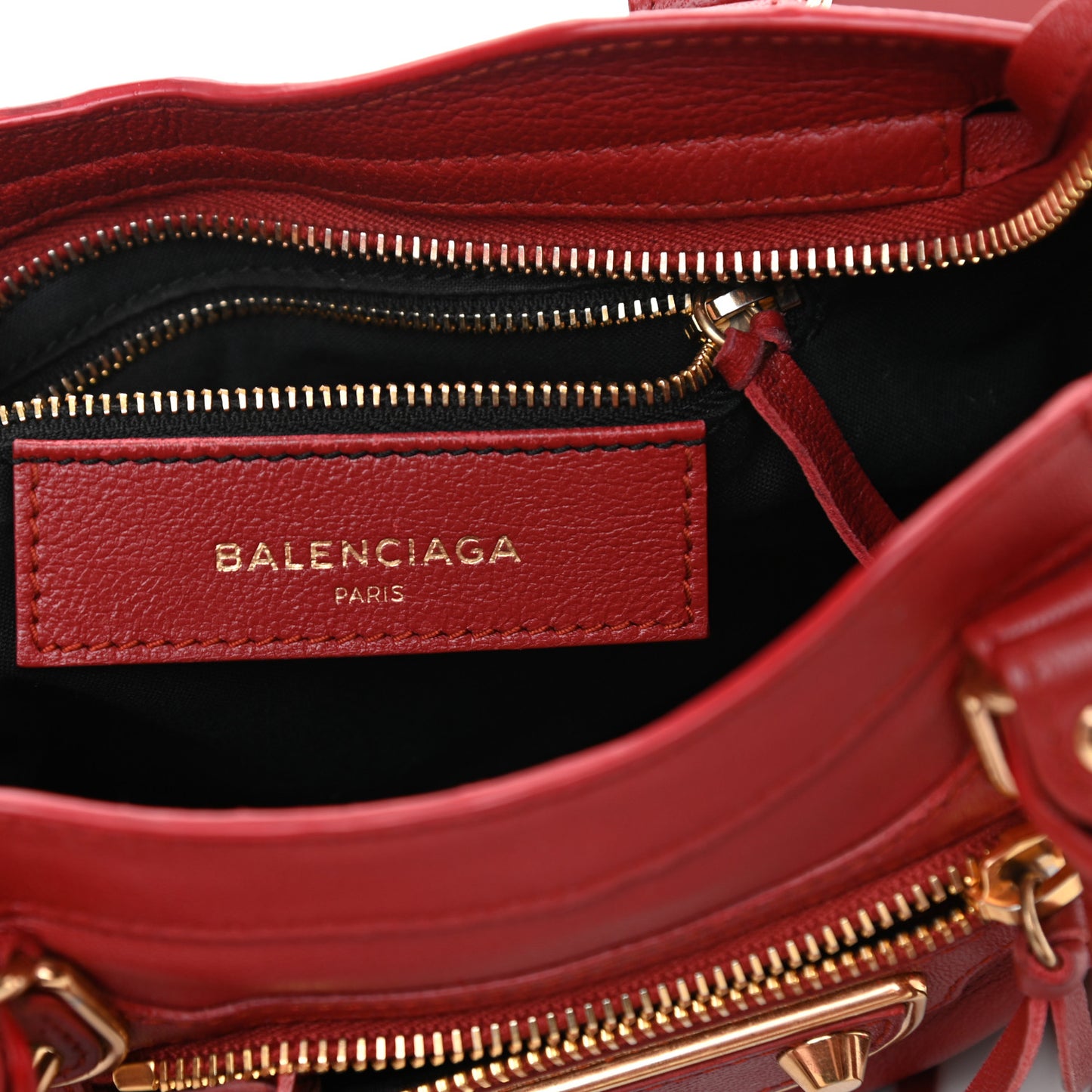 Chevre Gold Metallic Edge Hardware Mini City Rouge Brique Rouge Grenade