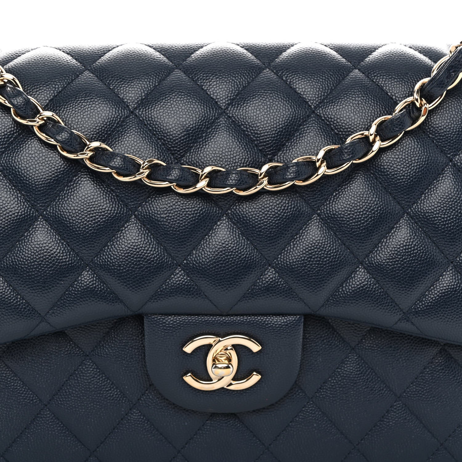 Chanel Caviar Quilted Jumbo Double Flap Navy Blue 8 of 12