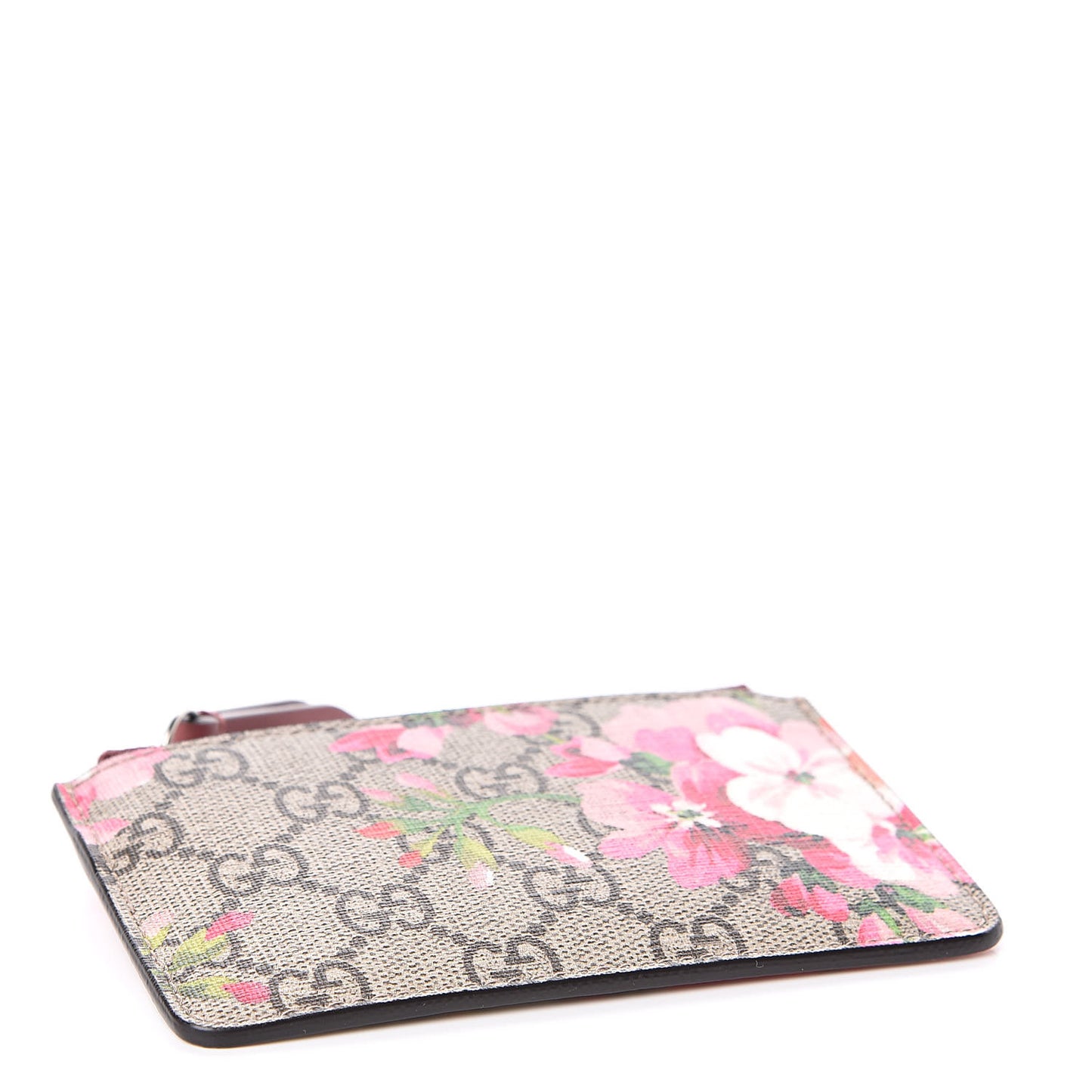 GG Supreme Monogram Blooms Key Ring Coin Case Beige Multicolor Dry Rose