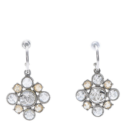 Chanel Crystal CC Dangle Earrings Silver 1 of 4