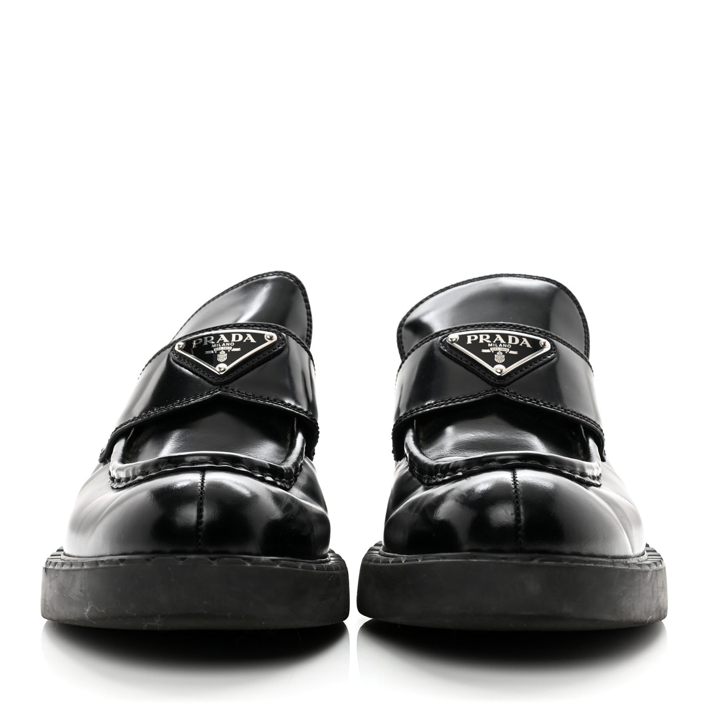 Spazzolato Metal Triangle Logo 50mm Loafers 39 Black
