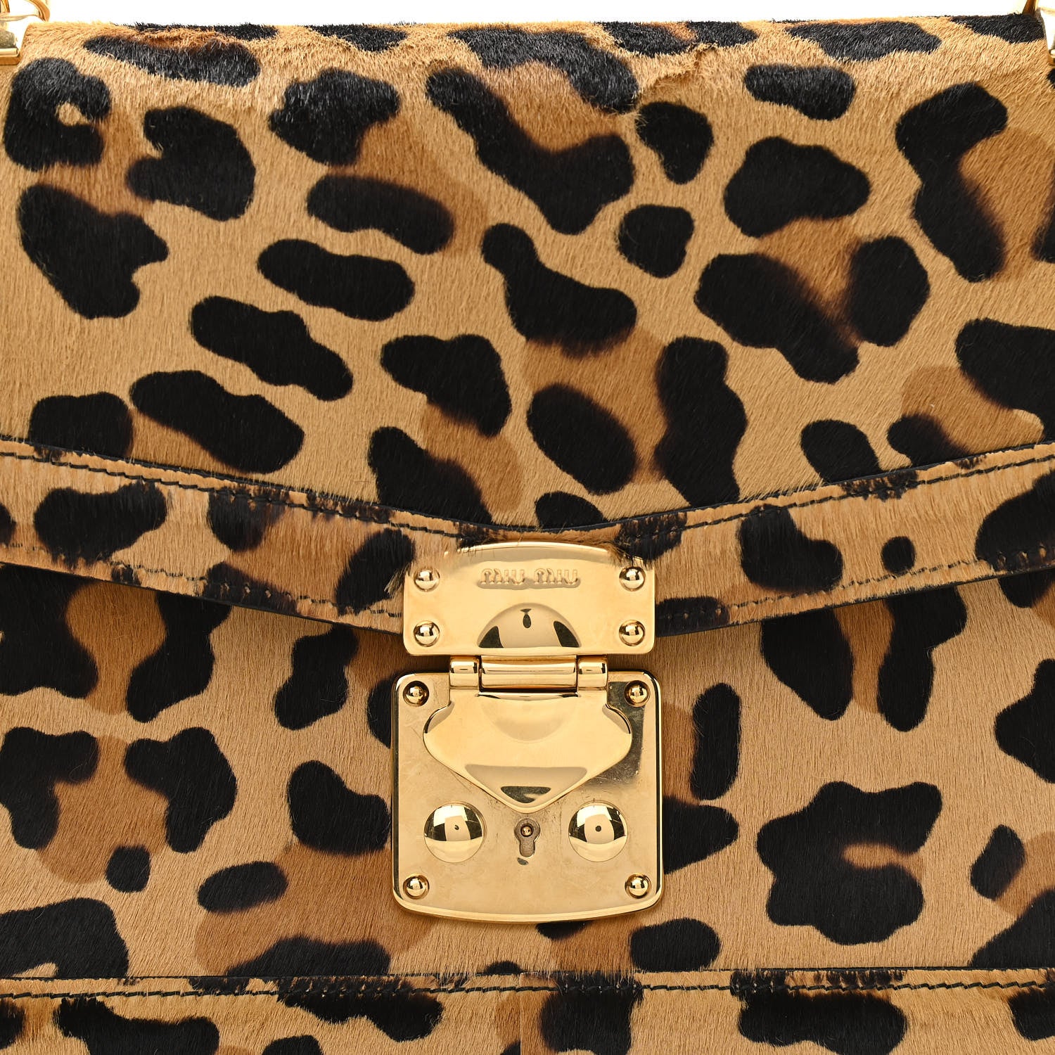 Miu Miu Pony Hair Leopard Print Confidential Logo Shoulder Bag 8 of 11