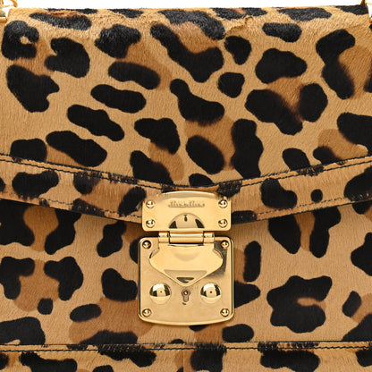 Miu Miu Pony Hair Leopard Print Confidential Logo Shoulder Bag 8 of 11
