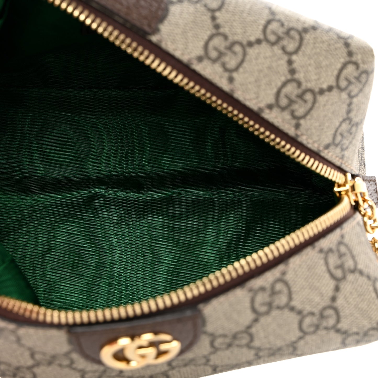 Soft GG Supreme Monogram Calfskin Medium Ophidia Cosmetic Case Beige Ebony New Acero