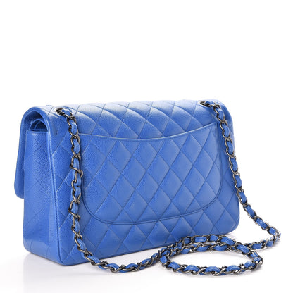 Chanel Caviar Quilted Jumbo Double Flap Blue 4 of 9