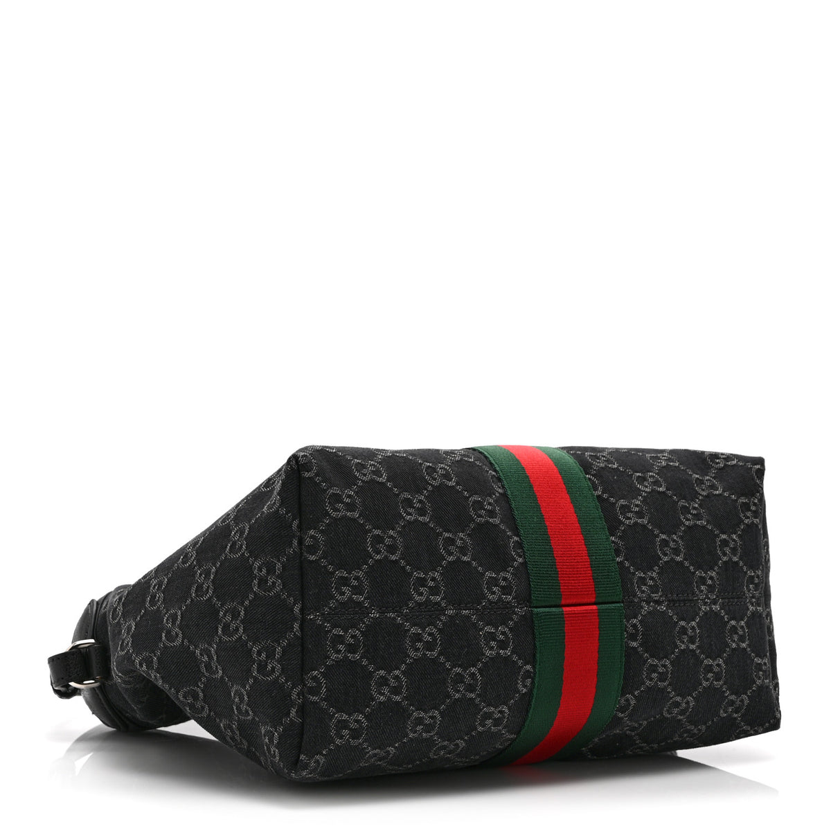 Denim GG Monogram Web Small Giglio Tote Black Ivory