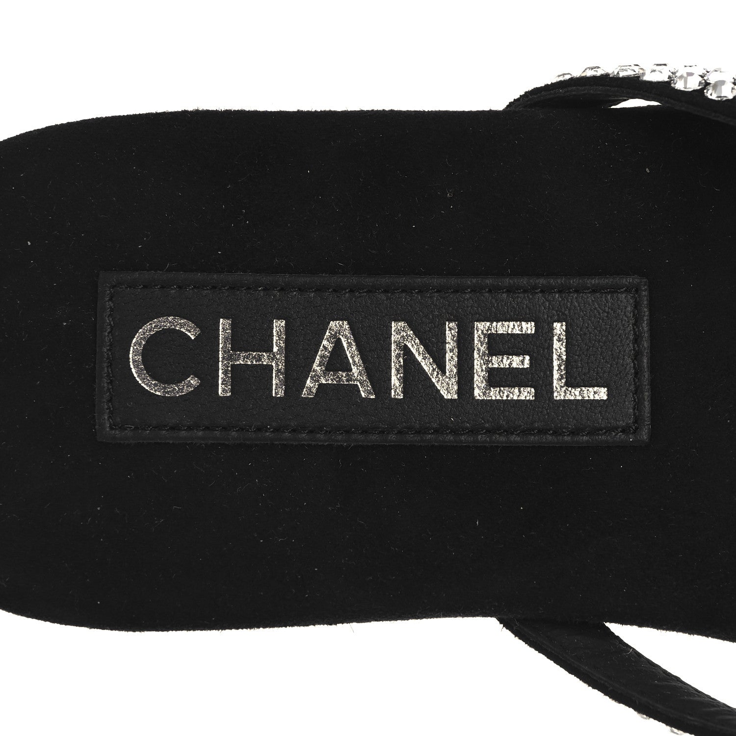 Chanel Suede Kidskin Strass CC Thong Sandals 37 Black 9 of 10