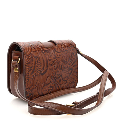 Saint Laurent Calfskin Floral Tooling Embossed Toy Charlotte Messenger Bag Toasted Brown 3 of 9