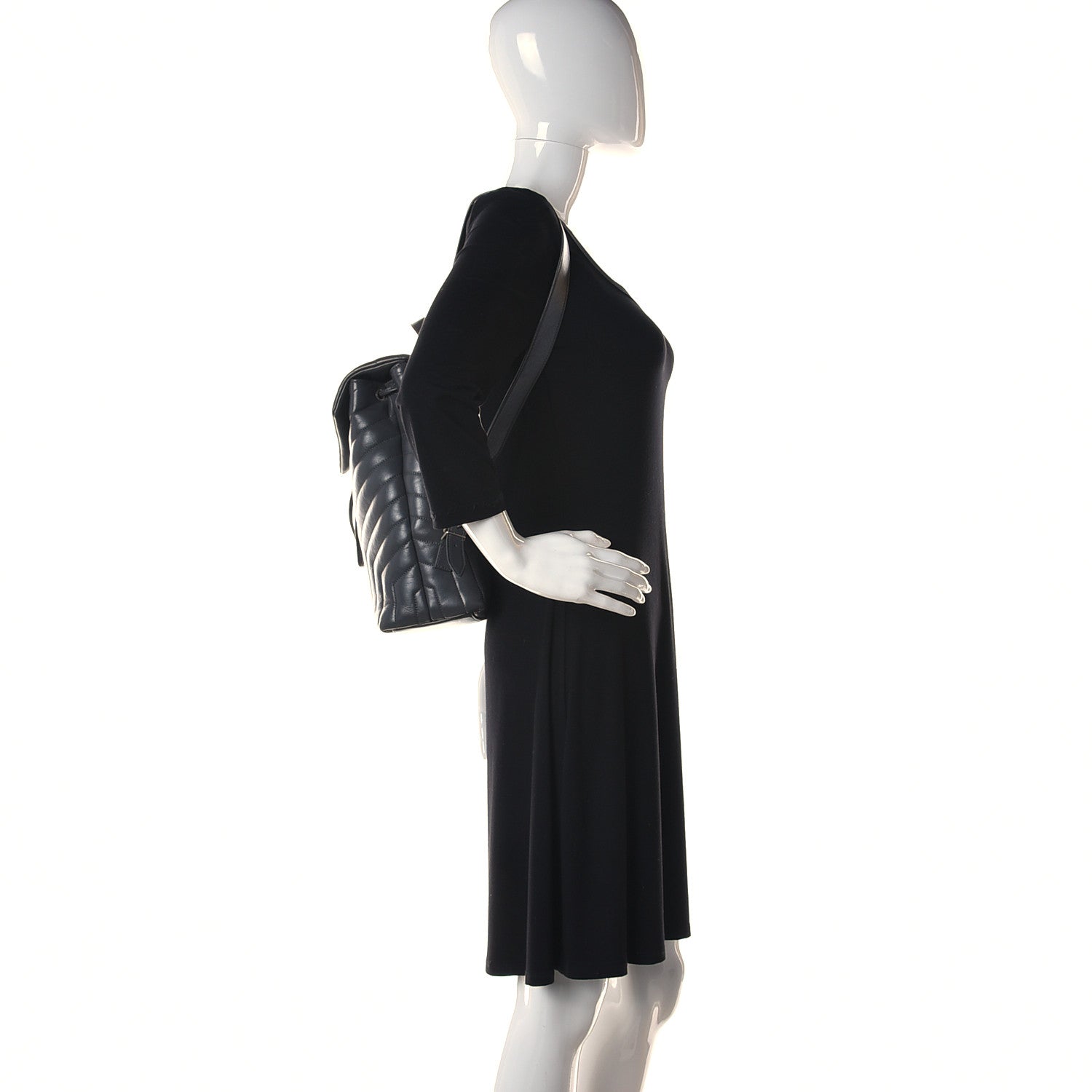 Saint Laurent Calfskin Y Quilted Monogram Medium Loulou Backpack Storm 2 of 16