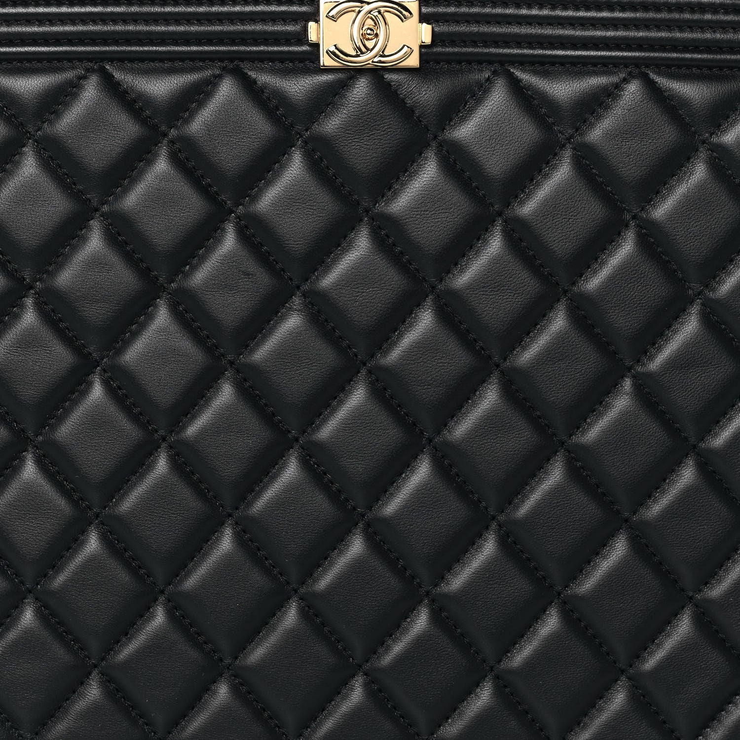 Chanel Lambskin Quilted Large Boy Zip Pouch Black 11 of 12