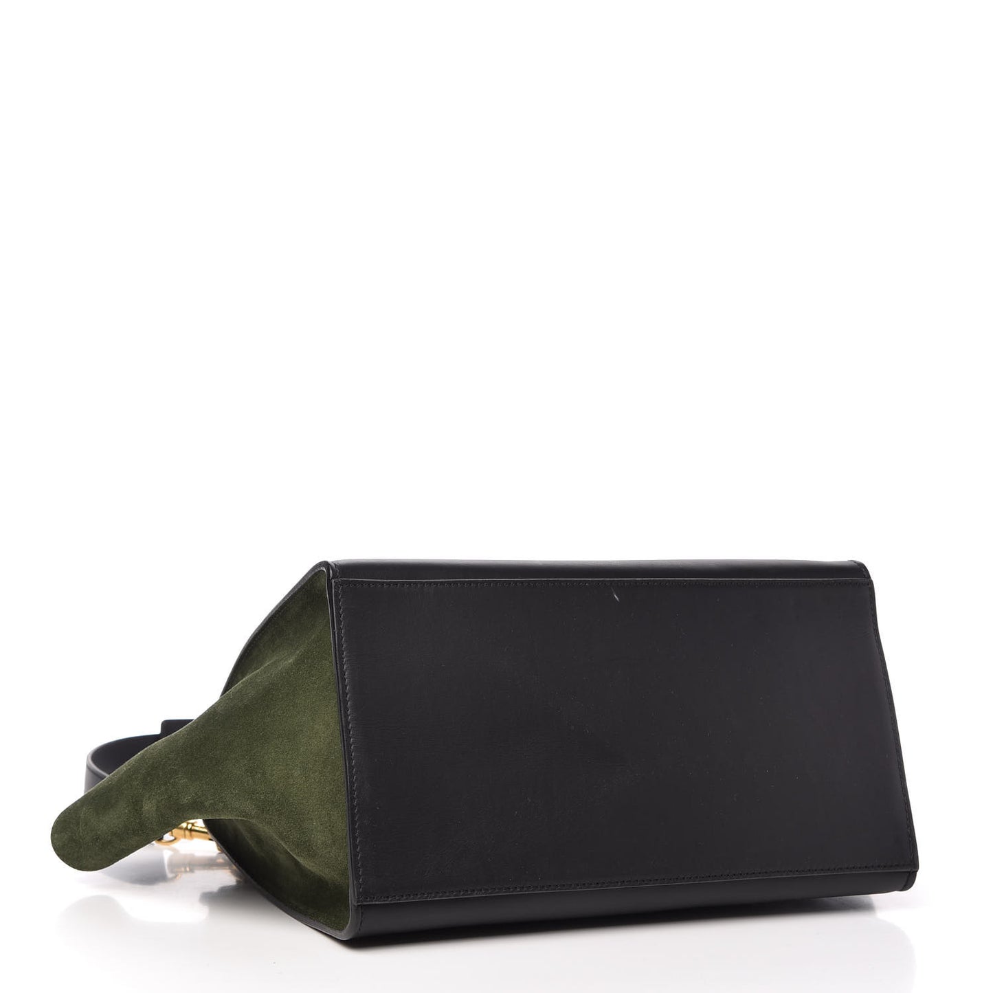 Natural Calfskin Suede Medium Trapeze Black Olive